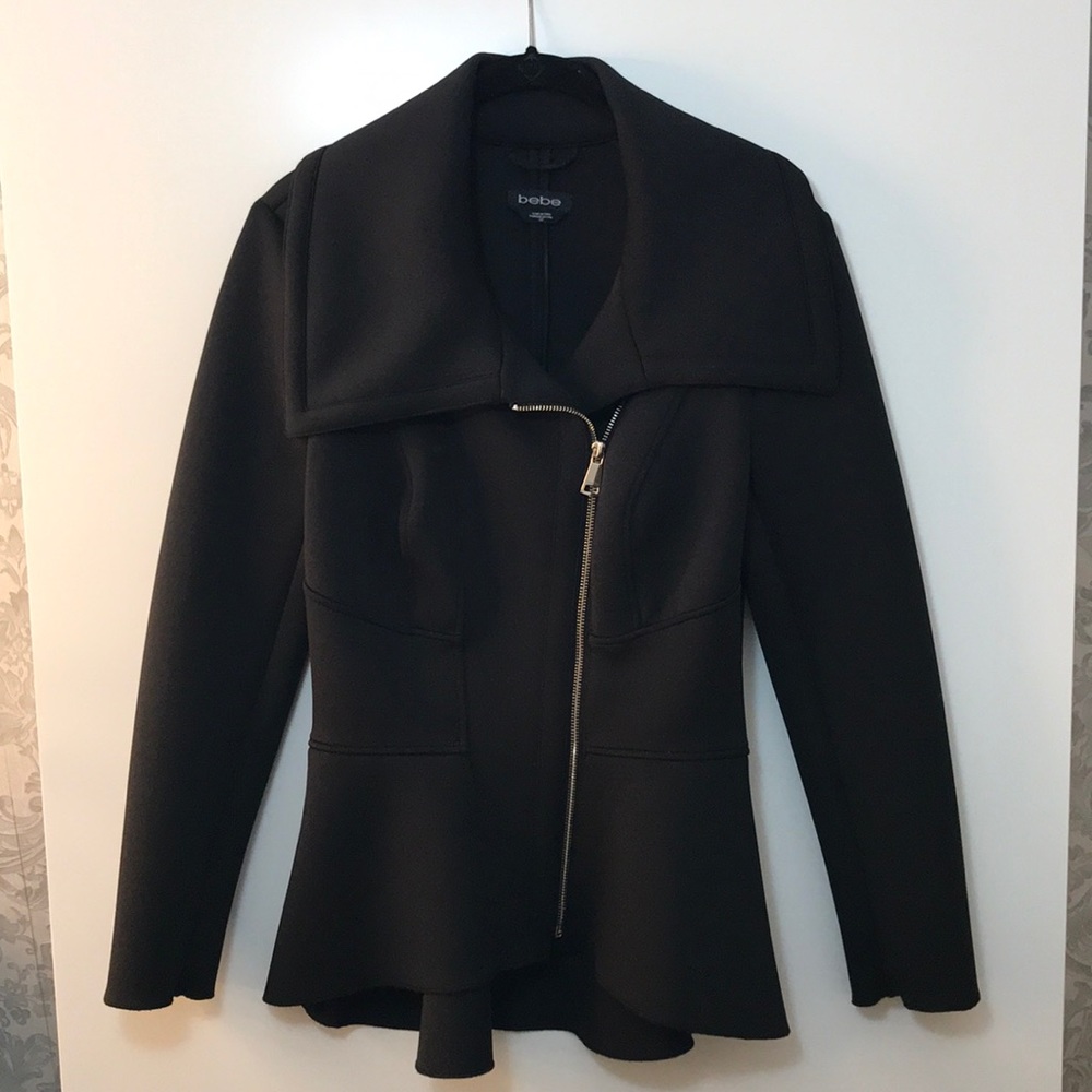 Black fitted peplum bebe jacket